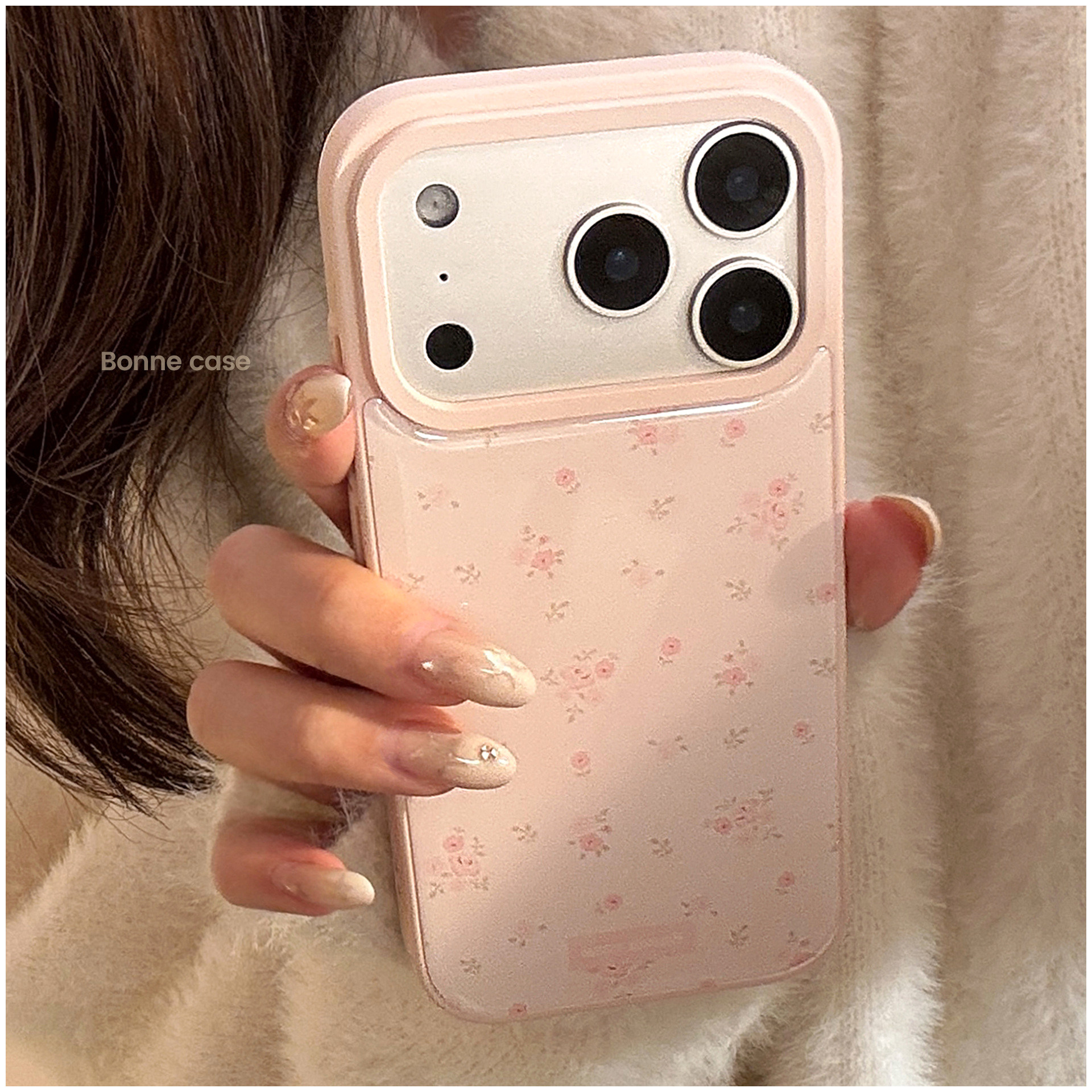 ins仙女风适用苹果18promax防摔17promax手机壳滴胶粉碎花15个性iPhone16华为亮面个性14硬壳