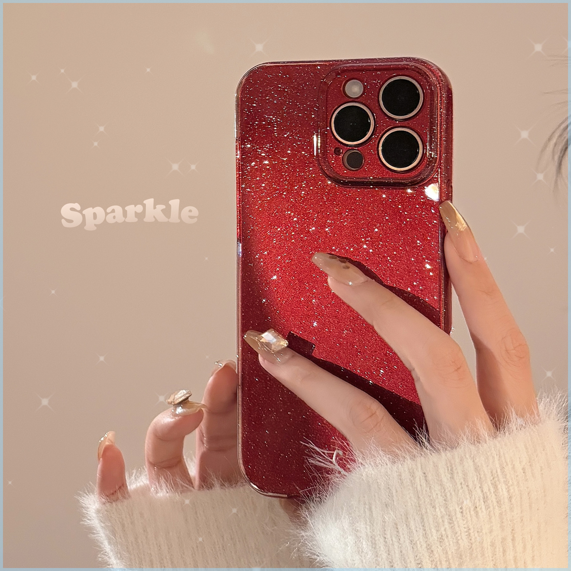 手机壳15promax酒红复古iphone13