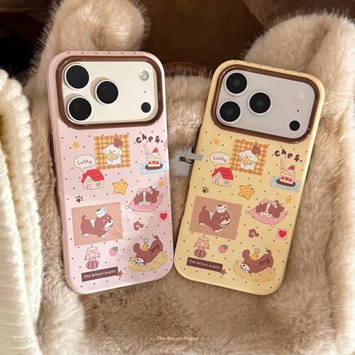 可爱小狗亮面防摔软壳iPhone