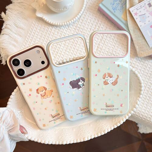 可爱小狗星星亮面iPhone防摔壳