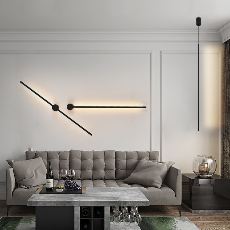 北欧极简壁灯客厅背景墙线条灯长条个性创意卧室床头艺术氛围灯
