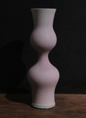 日本陶艺家吉田太郎作品：白色高筒花瓶代表作（现货）