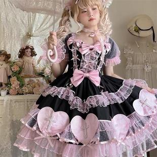 昭和洛丽塔十字恋人JSK短袖裙子淡人穿搭