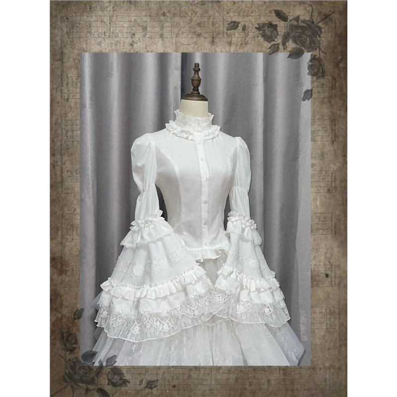 扶莺子 莉莉子 Lolita华丽蕾丝花边内搭衣服姬袖衬衫