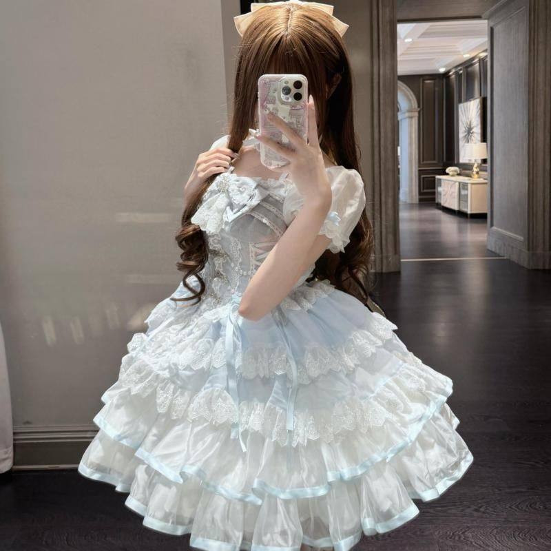 冰雪舞曲Lolita夏季短袖连衣裙蛋糕芭蕾短裙温柔千金纯欲约会生日,模玩/动漫/周边/娃圈三坑/桌游,lolita洛丽塔/软妹装/洋装,淘宝优惠券,粉丝福利购,淘宝优惠卷
