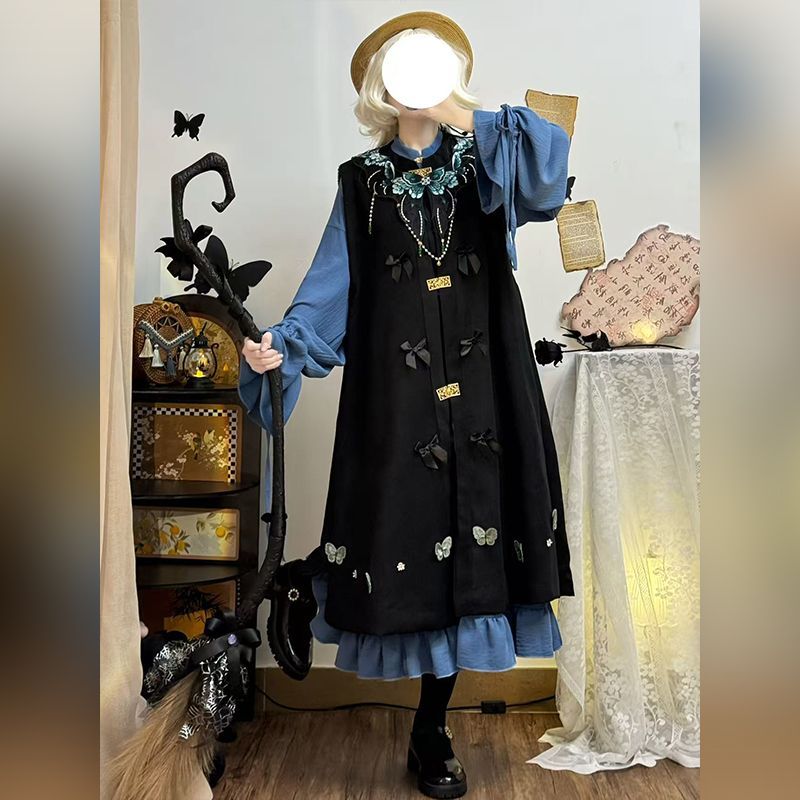 汉洋折衷原创明制比甲洛丽塔日常改良汉服女加绒加厚秋冬款