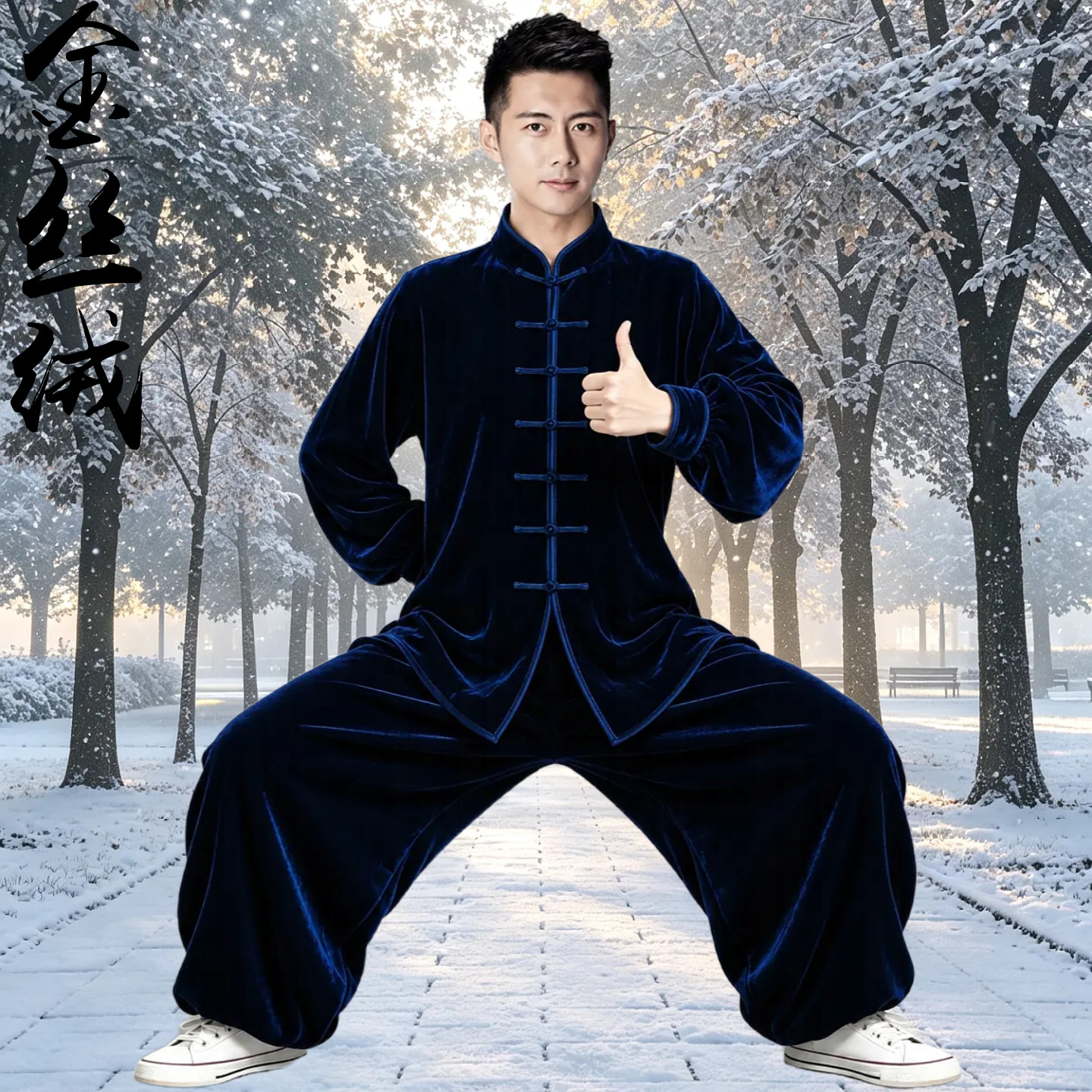 秋冬季金丝绒太极服男加厚武术服练功服女太极拳中国风晨练比赛服