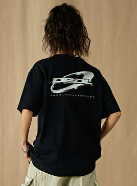 DoubleDealer印花短袖T恤男女夏季国潮美式纯棉情侣百搭宽松衣服