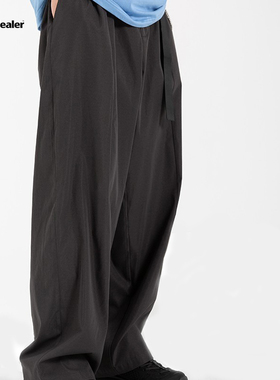 DoubleDealer灰色阔腿裤西裤男西装裤垂坠感黑色垂感裤宽松工装裤