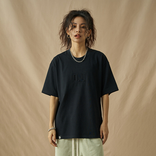 DOUBLEDEALER2023新款黑色短袖女夏纯棉半袖T恤纯色打底宽松上衣