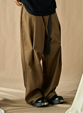 DoubleDealer复古阔腿西装裤男女夏高腰显瘦直筒垂感休闲拖地长裤