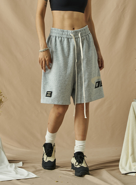 DOUBLEDEALER休闲短裤男生夏季宽松五分针织裤直筒运动情侣裤子女