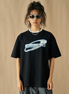 DoubleDealer圆领短袖t恤男女潮牌2023新款情侣装上衣高级设计感