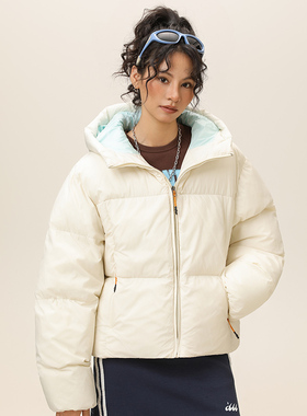 Doubledealer 2025冬季新款韩版宽松休闲百搭连帽棉服外套女