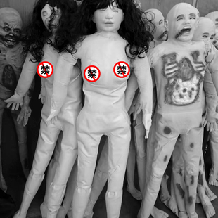 万圣节密室人型模型酒吧KTV装饰仿真人黑发女干尸无头男伤疤道具