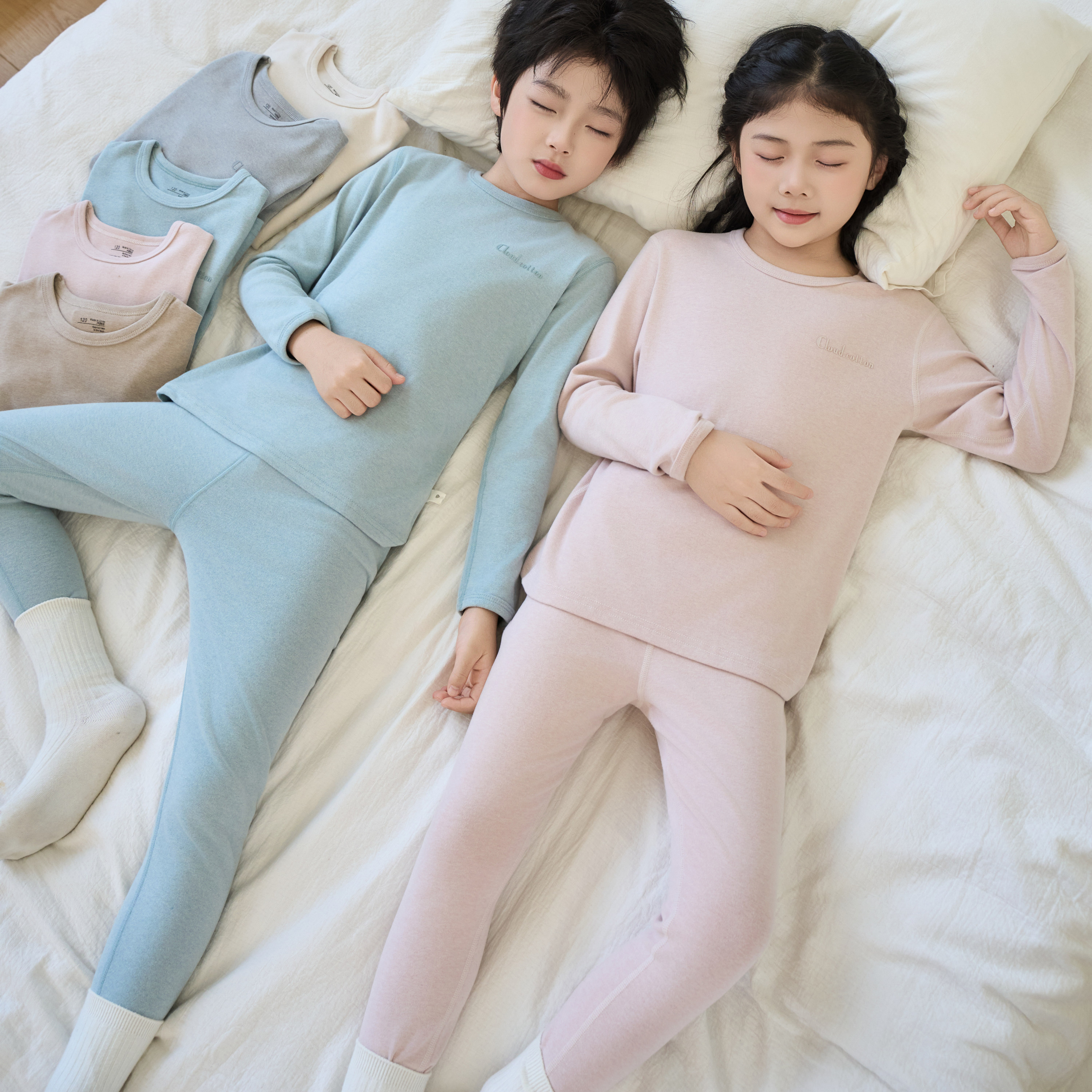 A类加厚保暖男女童家居服套装