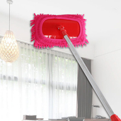 新可旋转雪尼尔墙面除尘拖瓷砖墙面清洁拖把可伸缩天花板清洁方扫