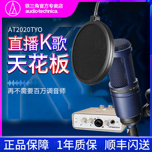 铁三角（Audio-technica）AT2020电容麦克风录音直播电脑K歌