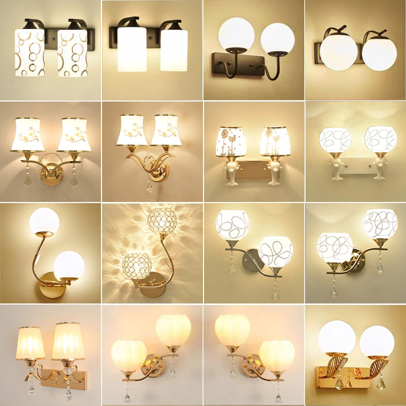 双头壁灯现代简约LED卧室床头灯创意客厅背景楼梯过道白光墙壁灯