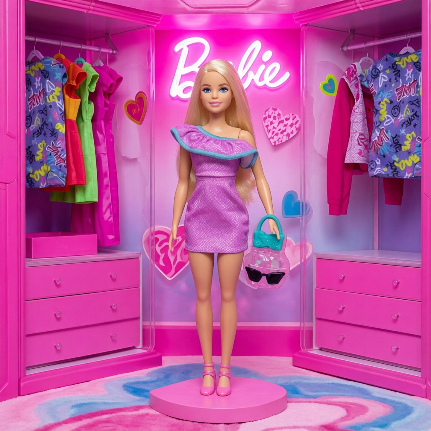 Barbie芭比娃娃魅力闪亮时尚搭配女孩换装服装设计玩具礼盒套装