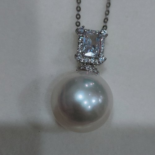 s925银大吊坠项链珍珠女款天然淡水爱迪生正圆