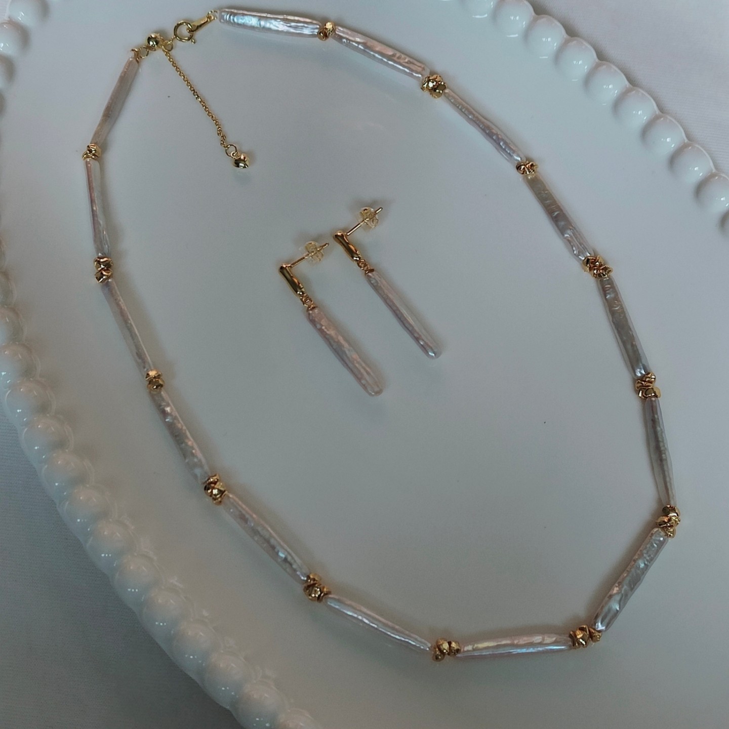 诸暨手作炫彩天然巴洛克牙签珍珠项链耳钉套装女,珠宝/钻石/翡翠,颈饰,淘宝优惠券,粉丝福利购,淘宝优惠卷