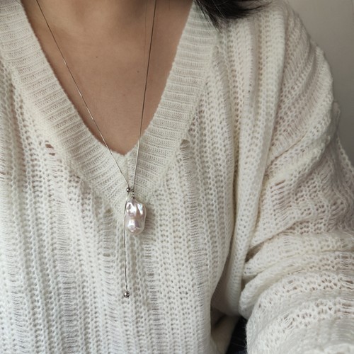 诸暨天然异形巴洛克淡水珍珠吊坠长款925纯银毛衣项链