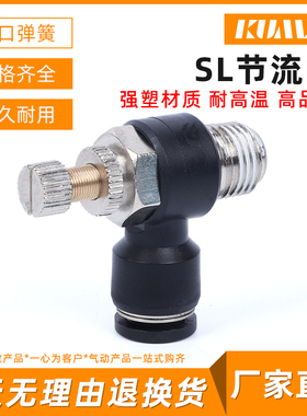 黑色气动接头SL6-01/SL8-M5/SL4-02/SL10-03/SL12-01节流可调速阀