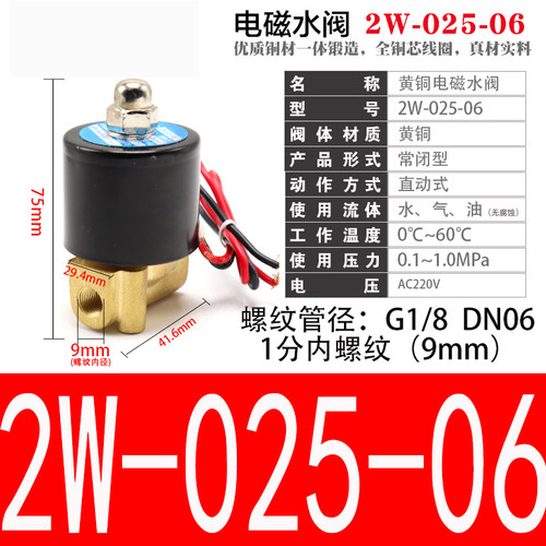 2w025-06黄铜dn06二位全铜电磁阀