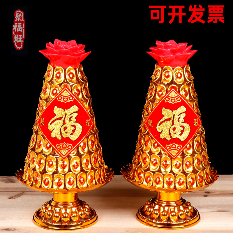 拜财佛金花生莲花糖塔