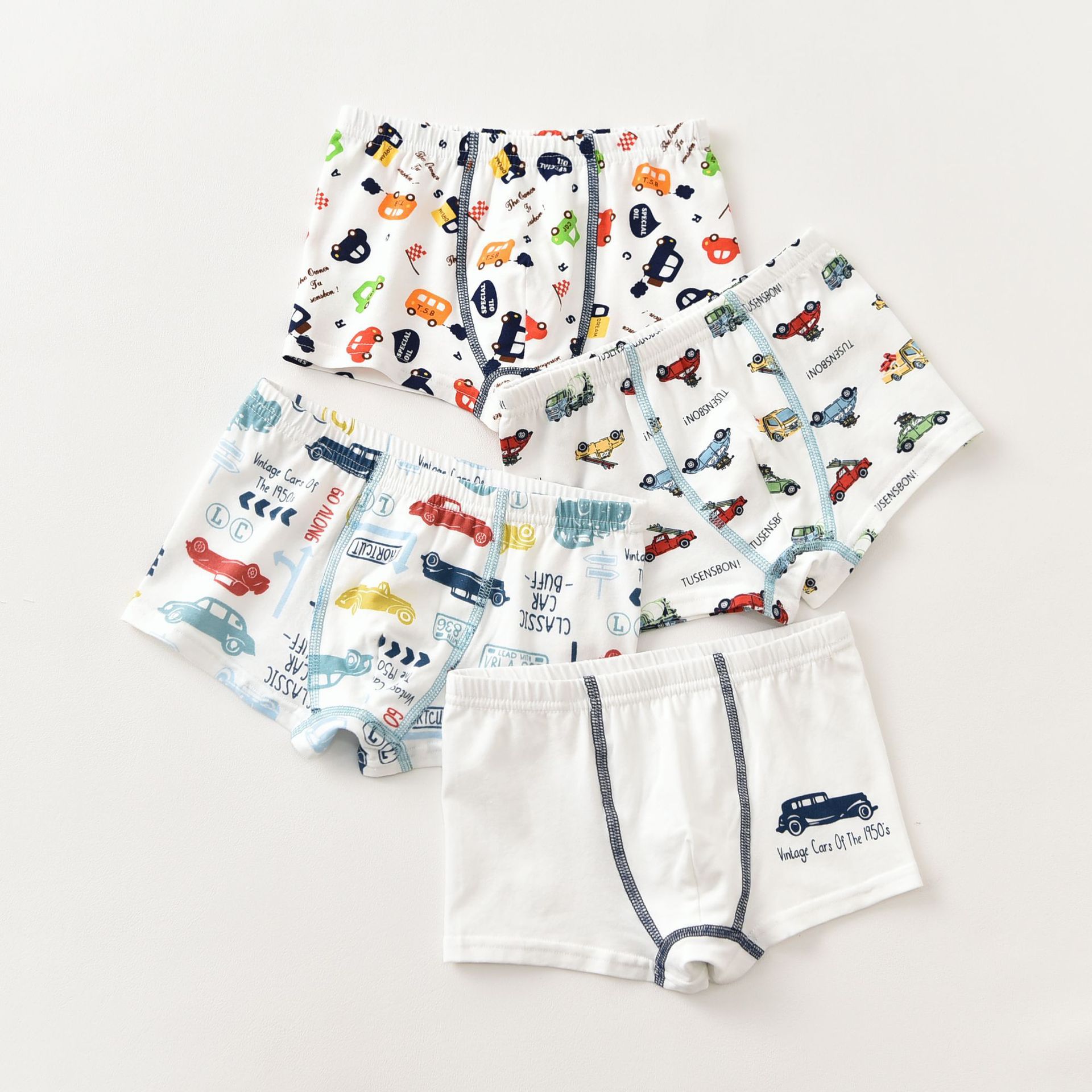 男童春秋季纯棉卡通林肯车四角裤