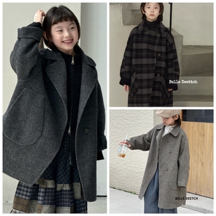 贝莱蒂琪2025冬新款 外套大衣中大童男女童亲子 5302双面羊绒中长款