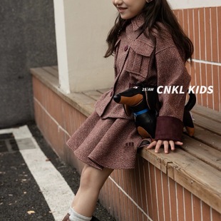 特金童帝代2025春年5112小香风卡腰两件套装中大童女童可亲子