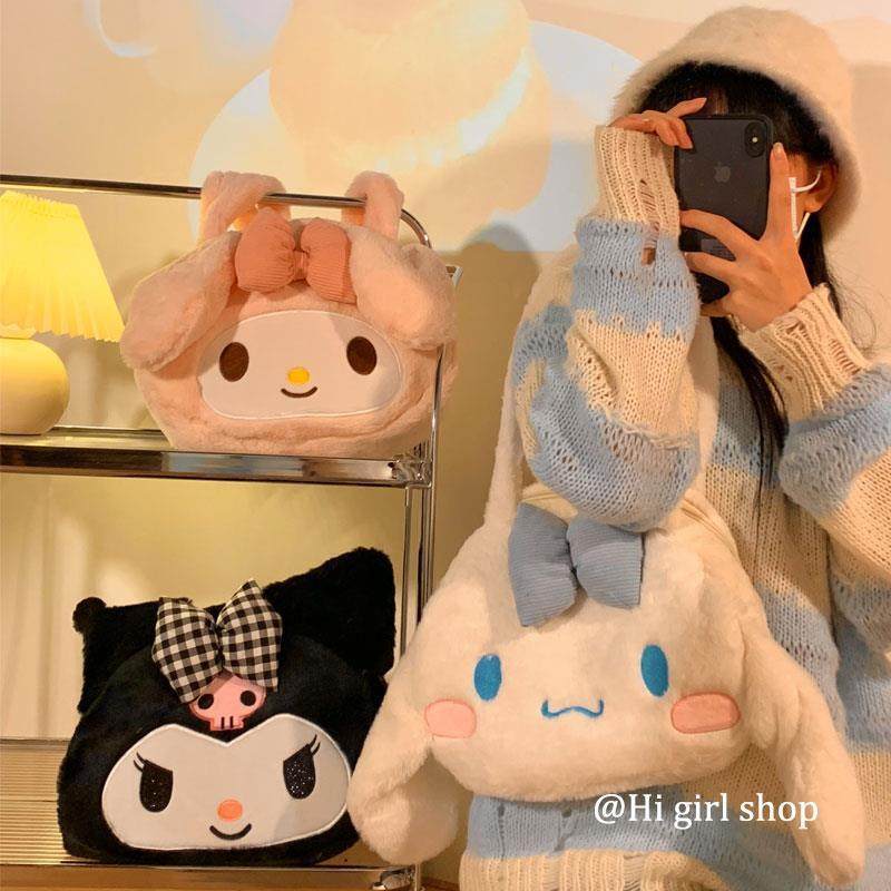 可爱卡通毛绒包包女式新款秋冬季大容量帆布单肩包学生手提包