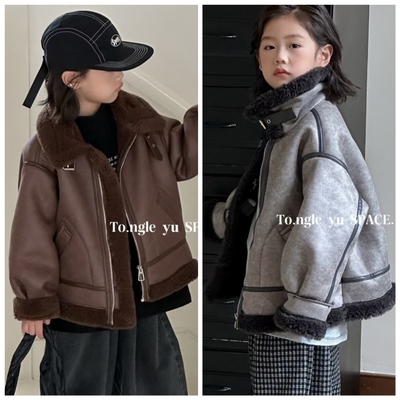童乐鱼2025冬新款3522皮毛一体外套中大童男女童中性可亲子