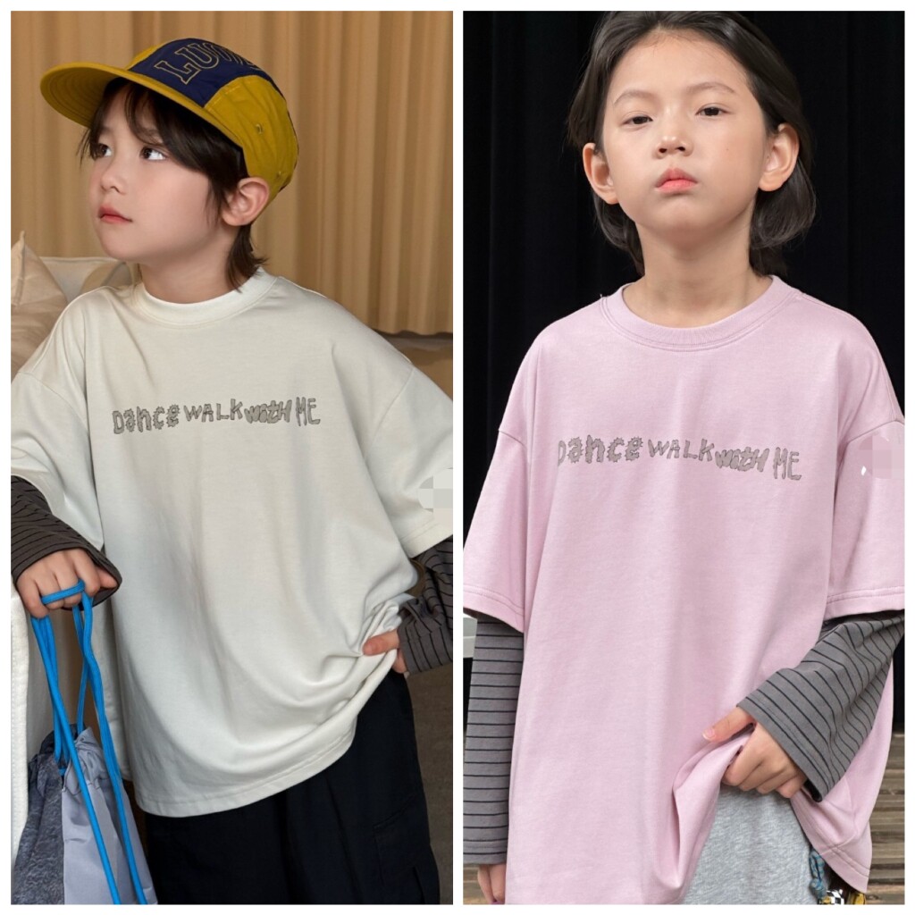 爱家2026春夏新款5064假两件T恤中大童男女童中性可亲子