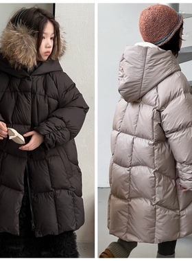 牛哆哆2025冬新款75319长款连帽羽绒服中大童男女童中性可亲子