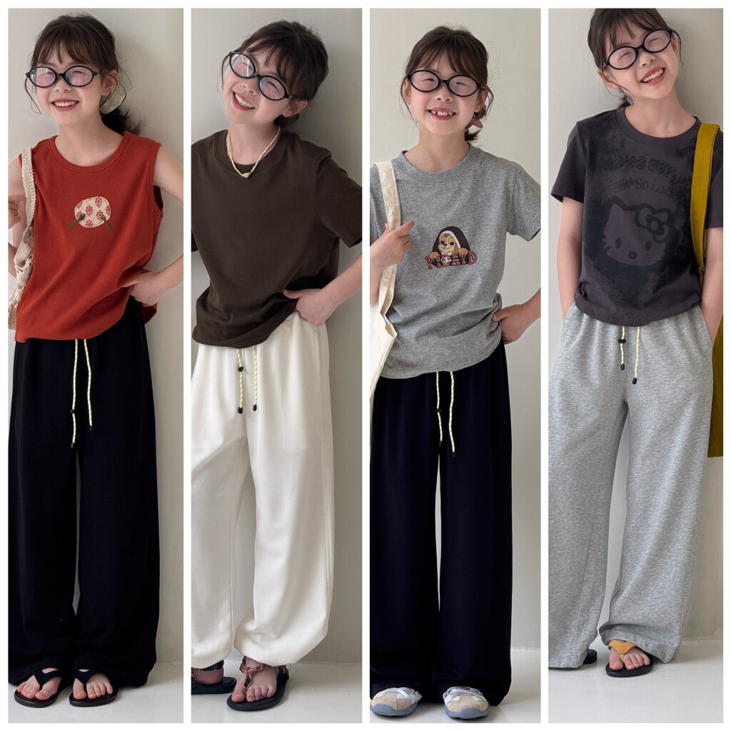 天依角2026春夏18353新款18390薄直筒卫裤中大男女童中性亲子