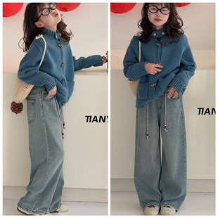 天依角2026春25280新款 中大童女童可亲子 25281直筒牛仔裤