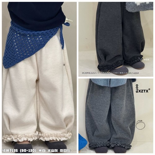 小智同学2025冬新款7135一体7207加绒花边裤大中小童女童