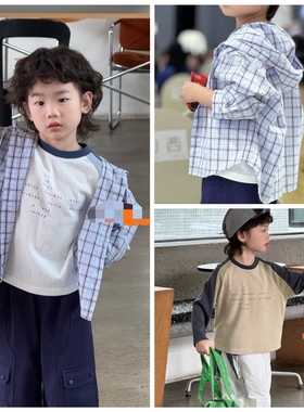 爱家2026春夏新款3038格子衬衫3014T恤中小童男女童