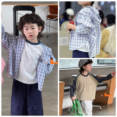 爱家2026春夏新款3038格子衬衫3014T恤中小童男女童