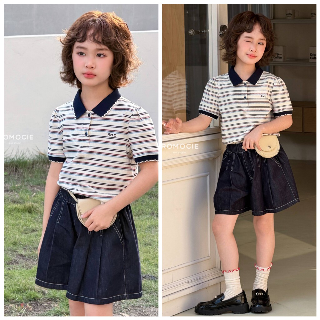 植木西2026夏1677新款翻领短袖7598短裤中大童女童可亲子