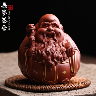 宜兴原矿紫砂茶宠摆件寿星名家李建伟全手工茶玩茶台装饰精品可养