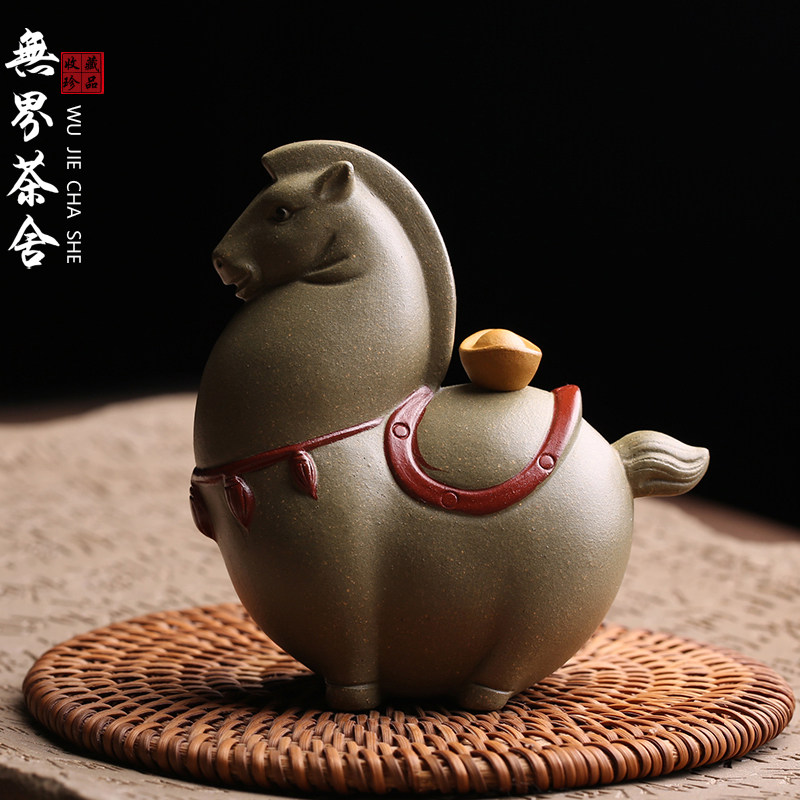 紫砂茶宠摆件马上有财名家