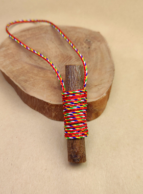 东南桃木绕红绳五彩线压惊车创意纯手工挂件随身本命年平安桃树枝