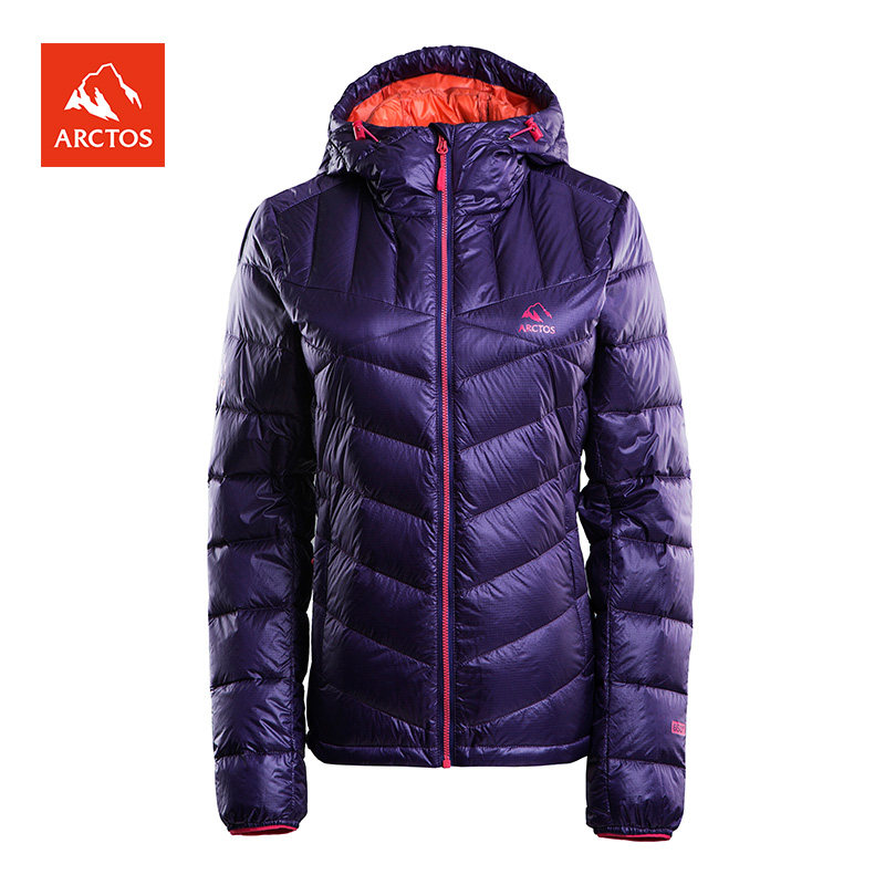 极星 女秋冬户外鹅绒羽绒服防风中厚款保暖连帽羽绒衣 AGDC22144