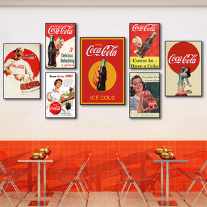美式复古海报墙面装饰画港式火锅店茶餐厅壁画可口可乐餐饮店挂画