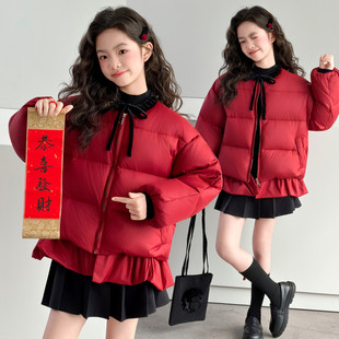英国next 大童红色加厚拜年服棉衣外套 music女童羽绒棉衣2026新款