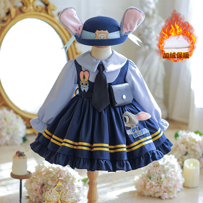 秋冬加绒女童长袖兔子警官朱迪连衣裙洛丽塔公主裙蓬蓬高端原创裙,童装/婴儿装/亲子装,儿童礼服,淘宝优惠券,粉丝福利购,淘宝优惠卷